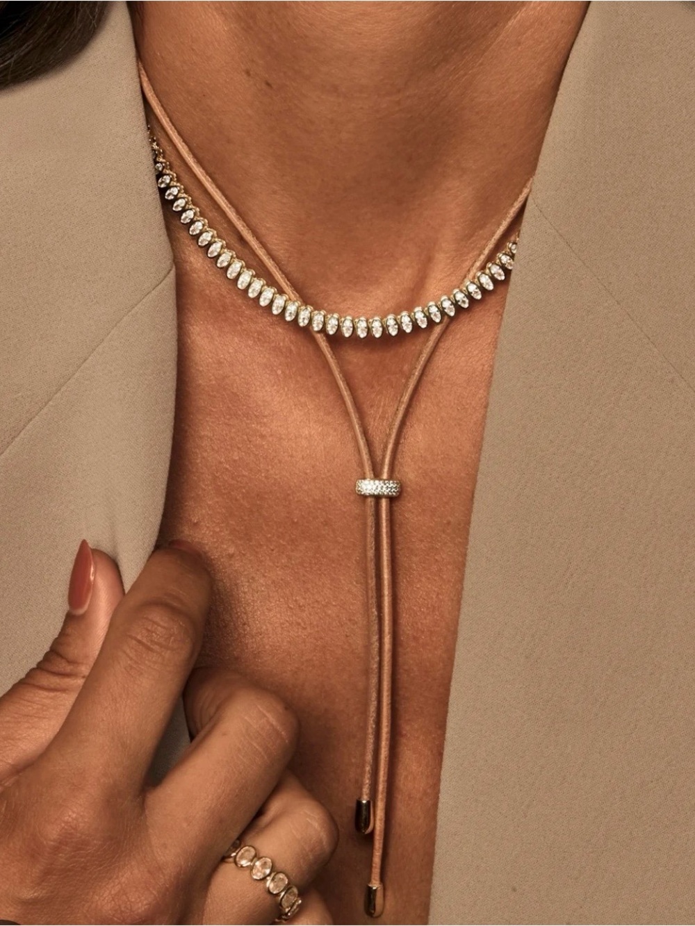 Melanie Auld Pave Slip Lariat Necklace